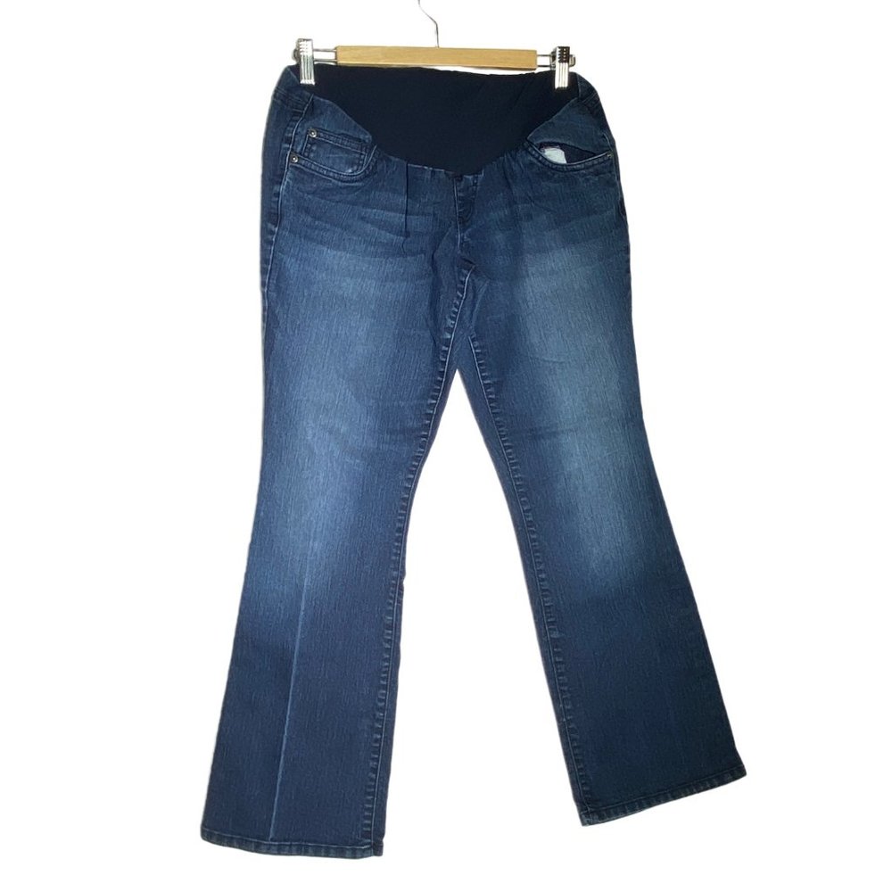 4/$25 Indigo Blue Maternity‎ Jeans Womens Full Belly Panel Blue Denim Size Large